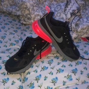 Black/coral/green Nike airs